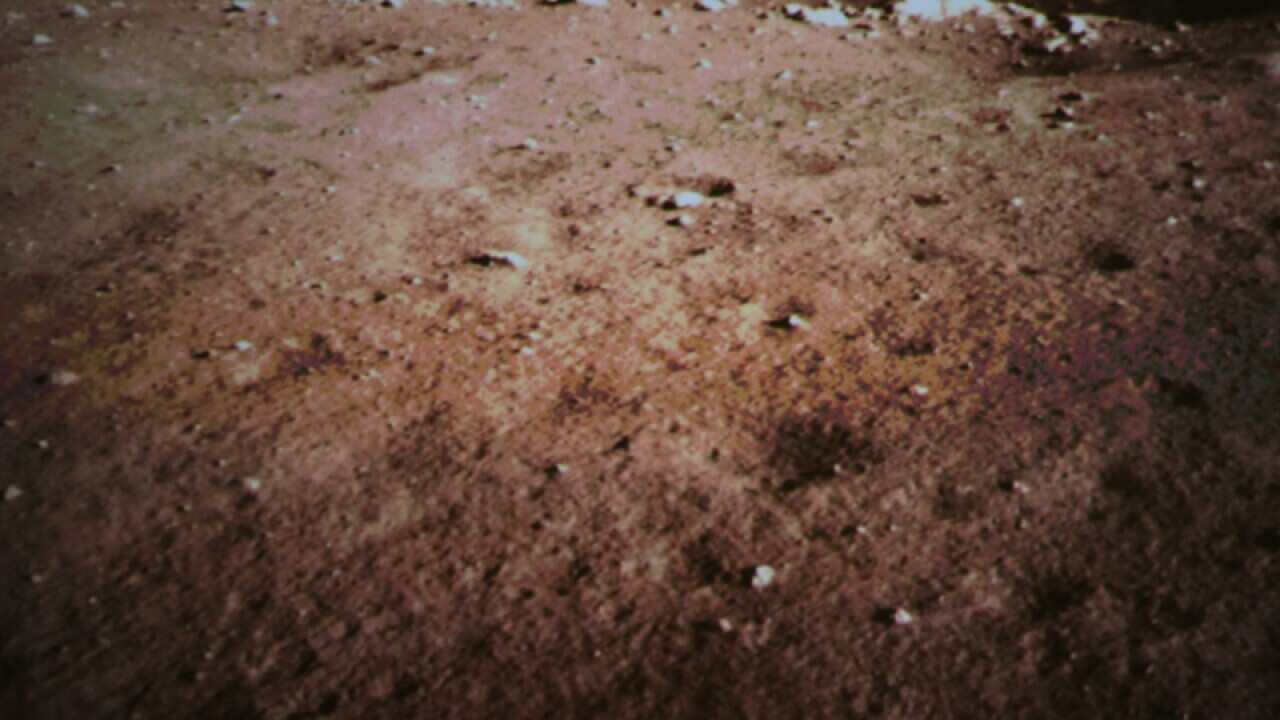 A picture of the moon surface taken by the lunar probe Chang'e-3