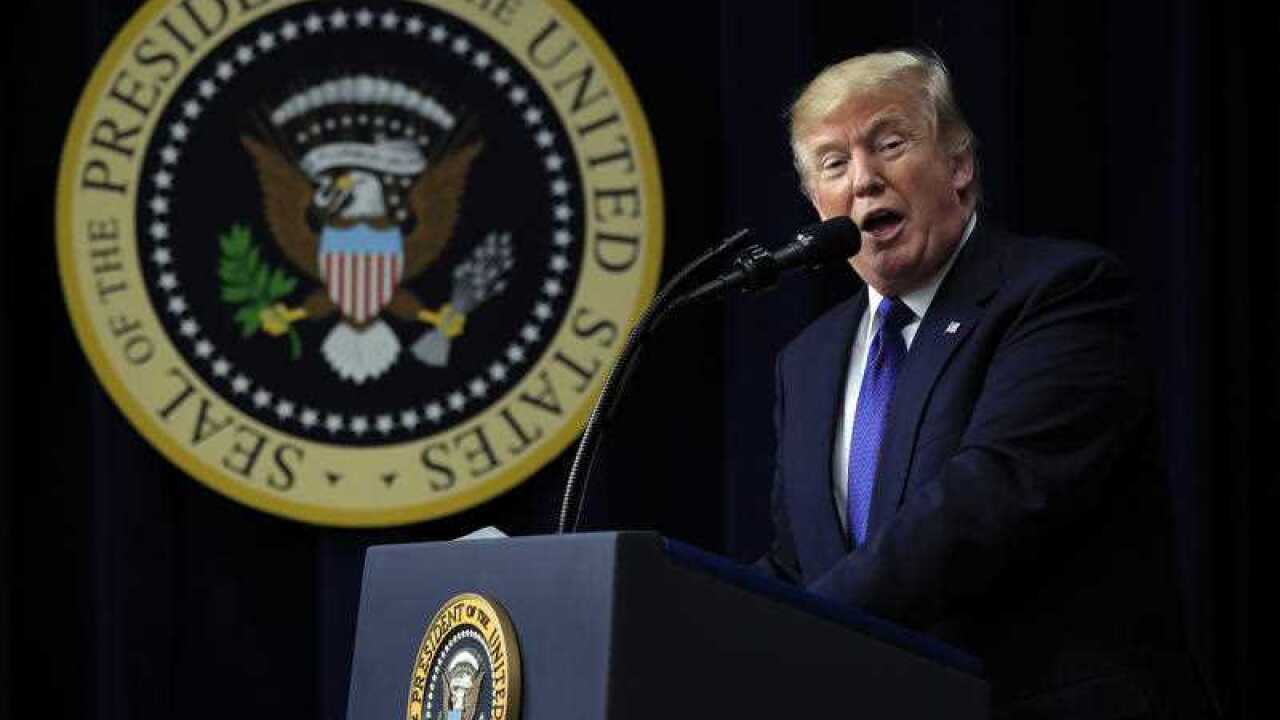 President Donald Trump speaks at the Conversations with the Women of America at the Eisenhower Executive Office Building on the White House complex in Washington, Tuesday, January 16, 2018.