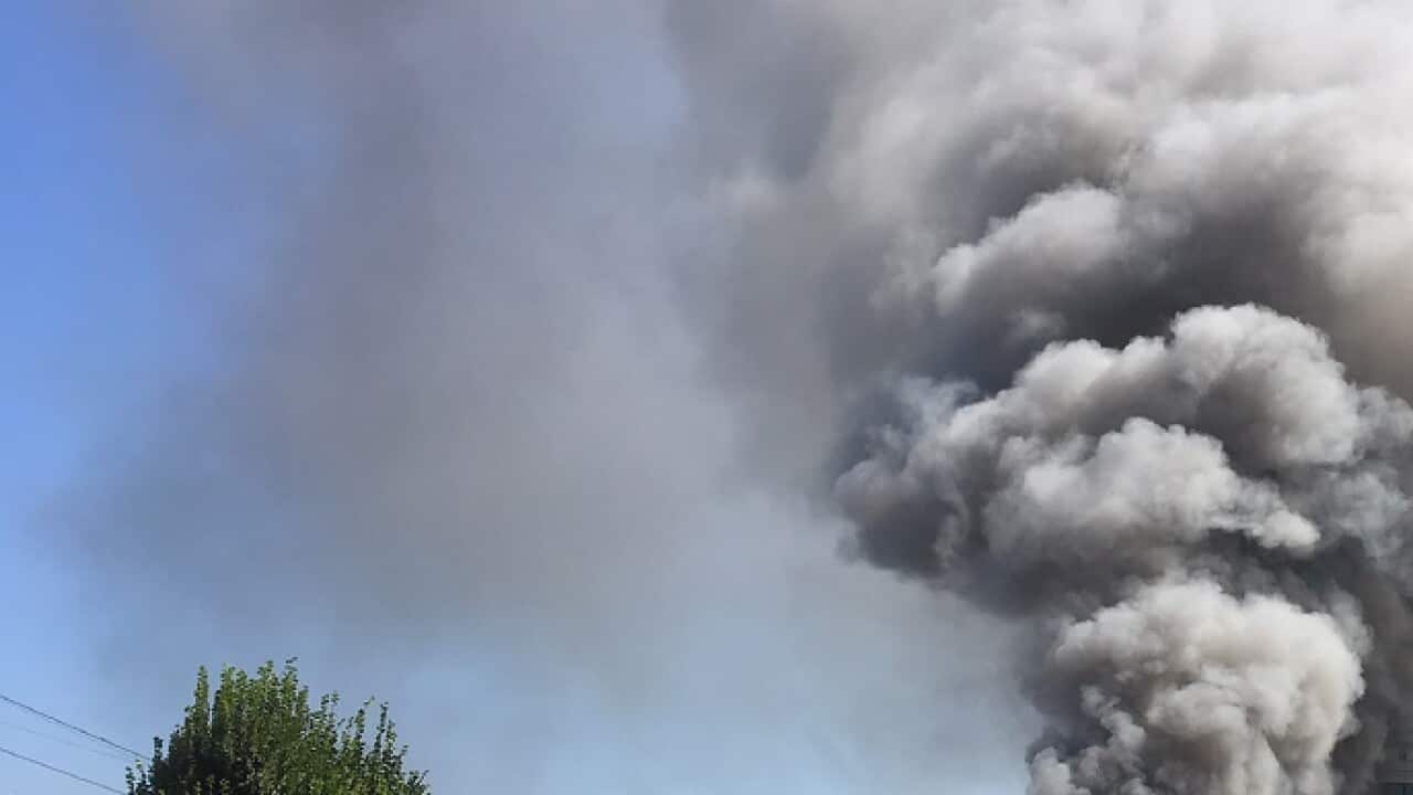 Firefighters try to extinguish a fire of an electric transformer in Paris
