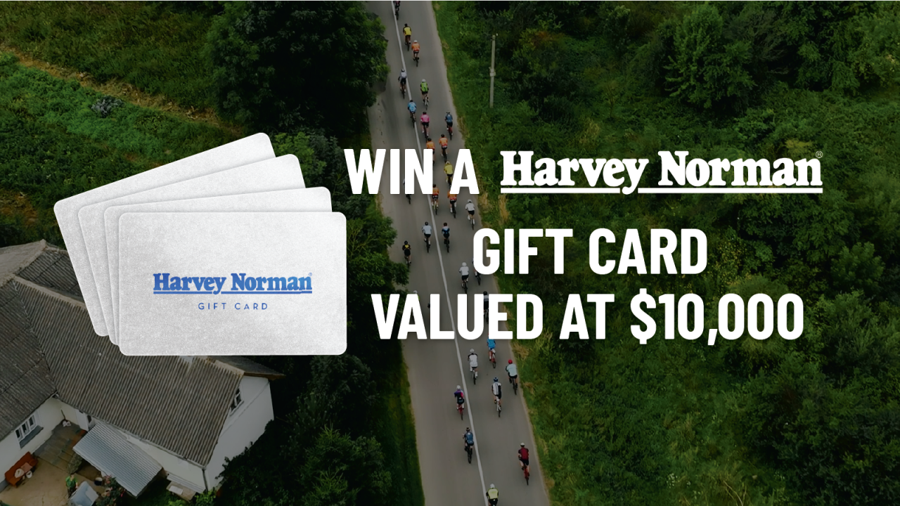 Harvey Norman gift card entry call to action.