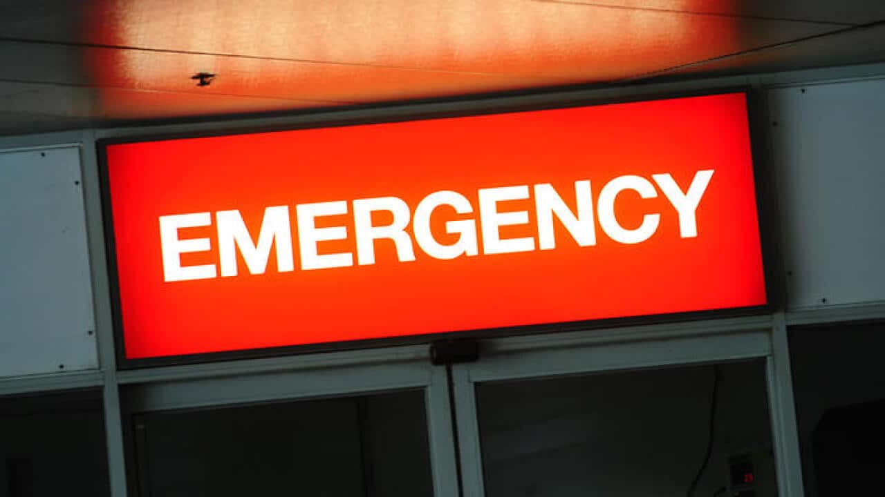 An emergency department sign at the Alfred Hospital in Melbourne