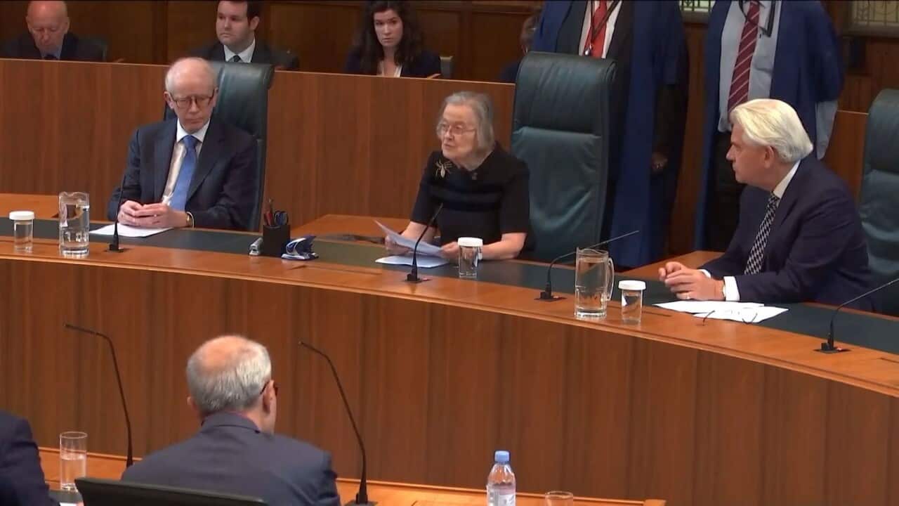 President of The Supreme Court, Justice Lady Brenda Hale (C) during the judgement on the prorogation of British parliament