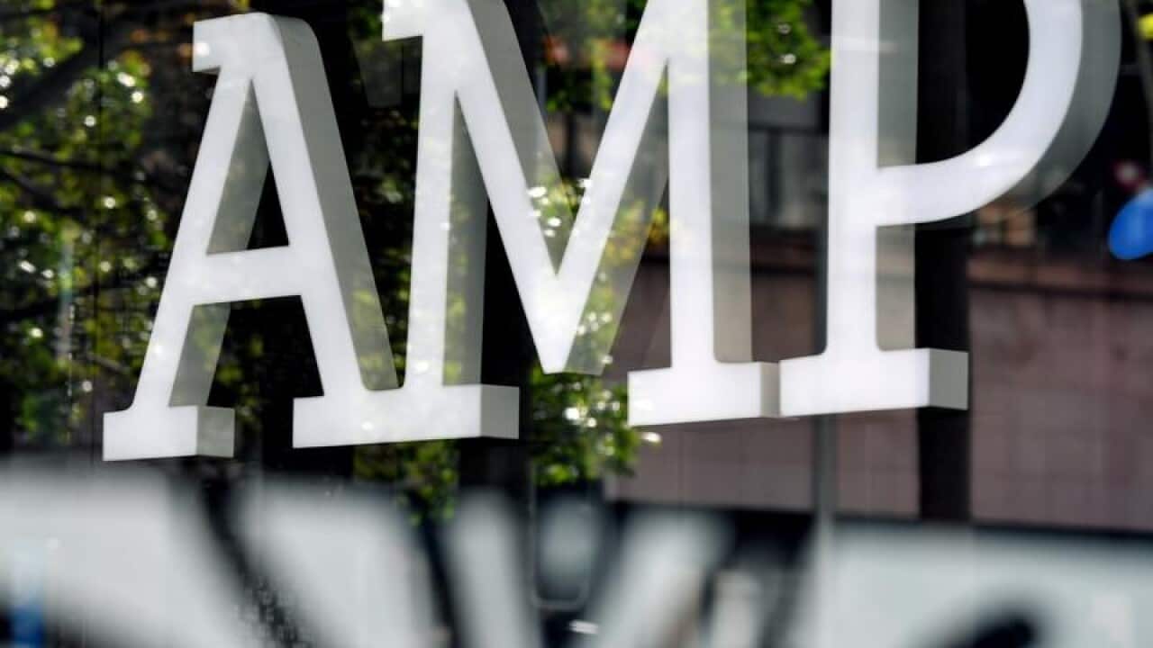 AMP Bank signage in Sydney.
