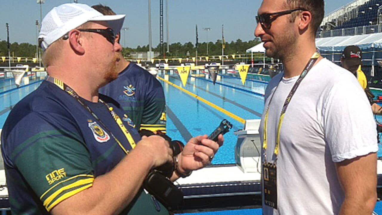 Olympic champion Ian Thorpe speaking in Orlando