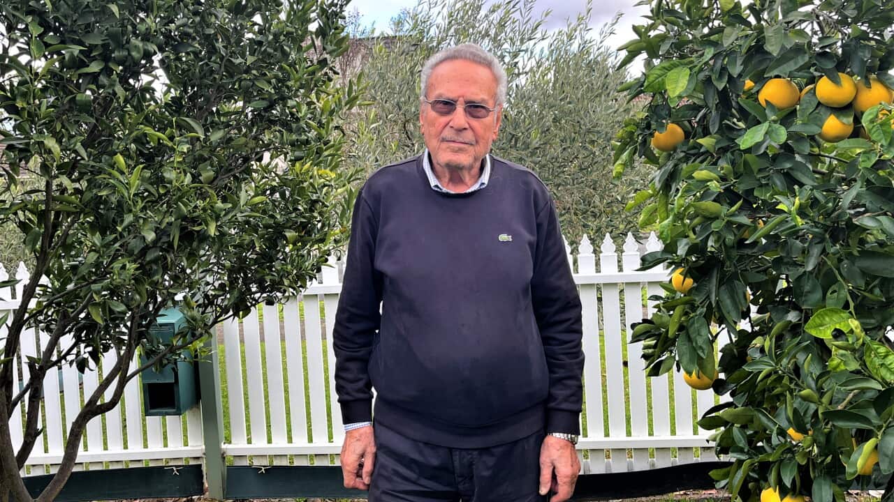 Perer Dourios at his Melbourne house garden