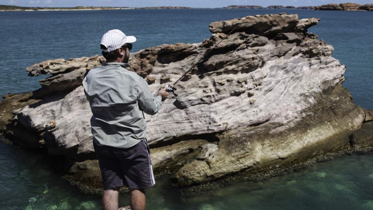 fishing off rocks