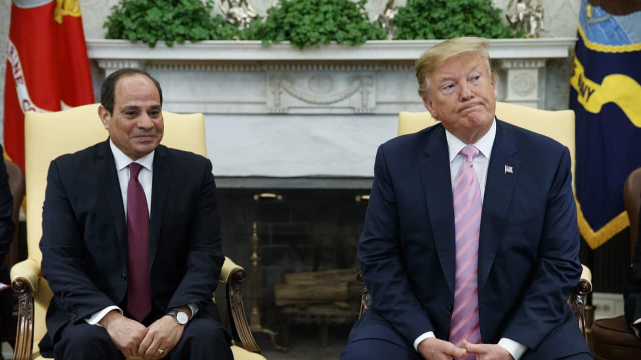 President Donald Trump meets with Egyptian President Abdel Fattah al-Sisi in the Oval Office of the White House