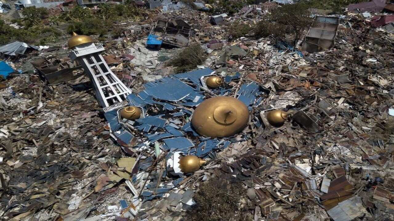 The remains of a mosque in Palu, Central Sulawesi