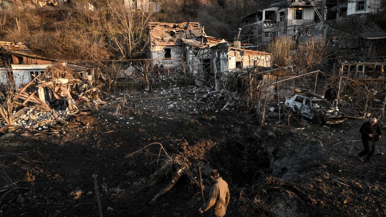 The damage after a Russian strike with guided aerial bombs hits residential areas of Zaporizhzhia in Ukraine, on March 11, 2026.