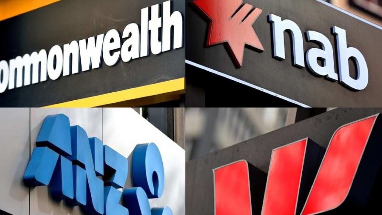 This is a file image of of signage of Australia's 'big four' banks.