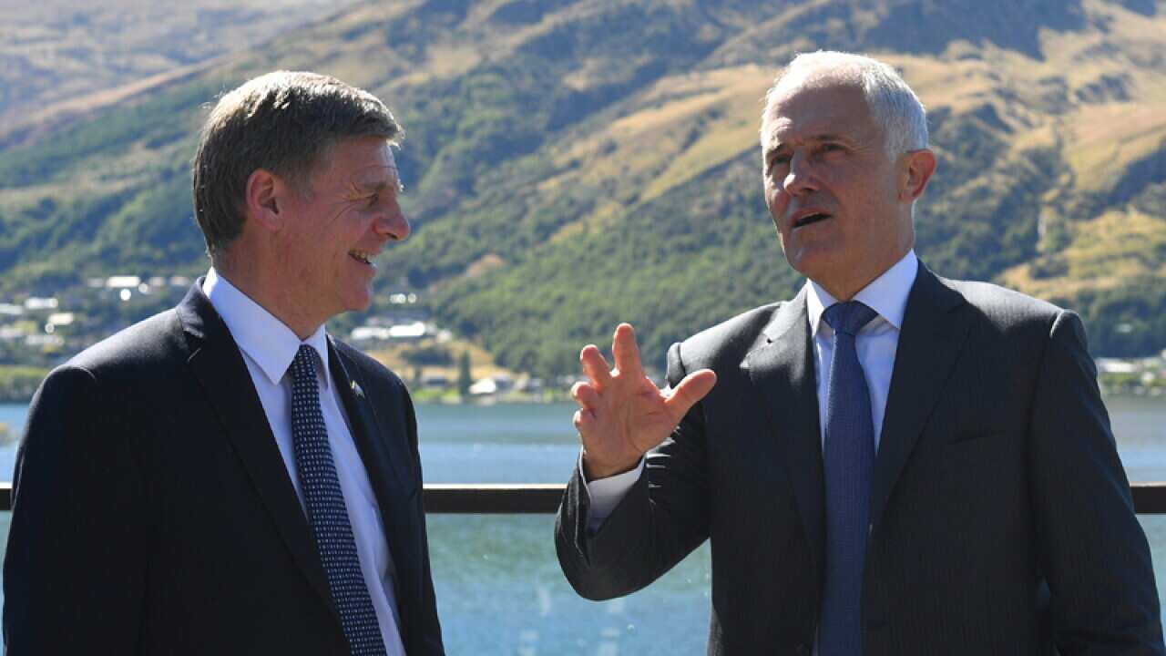 Australia's PM Malcolm Turnbull and NZ PM Bill English