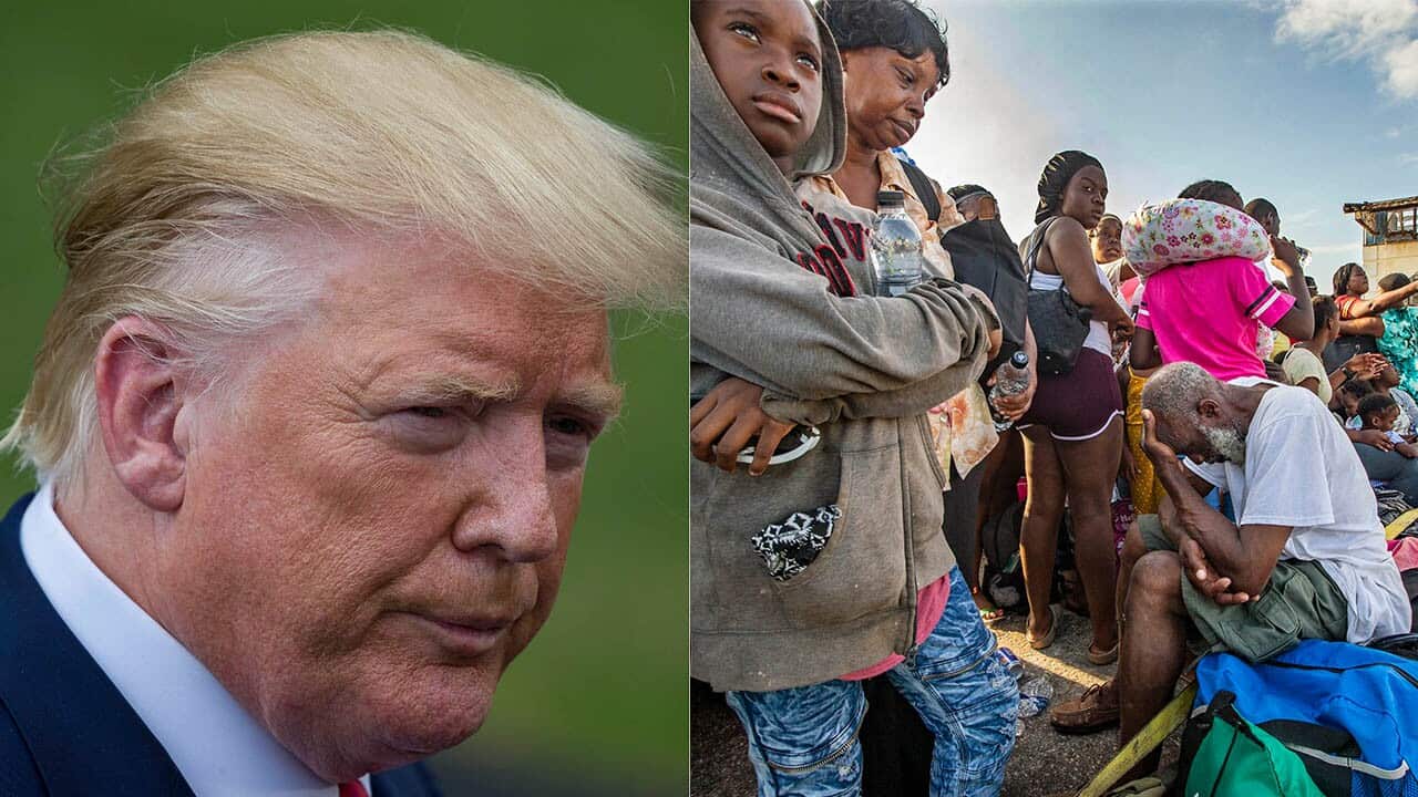 President Donald Trump says the US would have to be careful about allowing Bahamian survivors of Hurricane Dorian into the country.