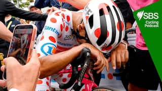 ALPE D'HUEZ, FRANCE - JULY 25: Stage winner Richard Carapaz of Ecuador and Team EF Education - EasyPost - Polka Dot Mountain Jersey reacts after the 113th Tour de France 2026, Stage 20 a 170.9km stage from Le Bourg d'Oisans to Alpe d'Huez 1842m / #UCIWT / on July 25, 2026 in Alpe d'Huez, France. (Photo by Yoan Valat - Pool/Getty Images)