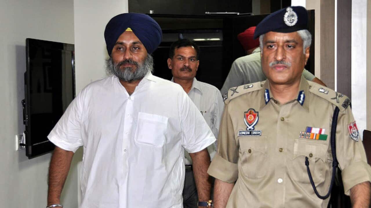 SAD President Sukhbir SIngh Badal with Sumedh Singh Saini