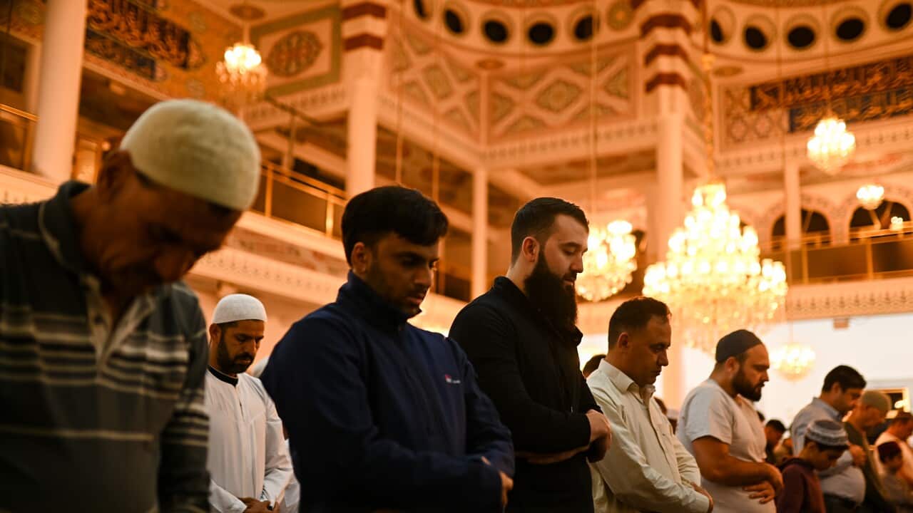 Muslims congregate for prayer at the Auburn Gallipoli Mosque in Sydney.