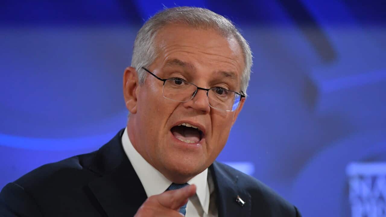 Prime Minister Scott Morrison at the National Press Club in Canberra.