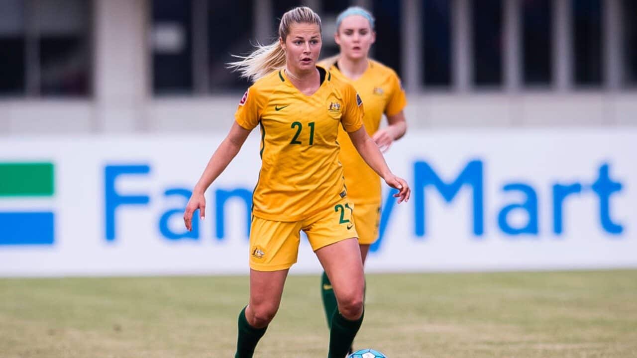Hannah Bacon in action for Australia at the AFC U-19 Women's Championship in 2017