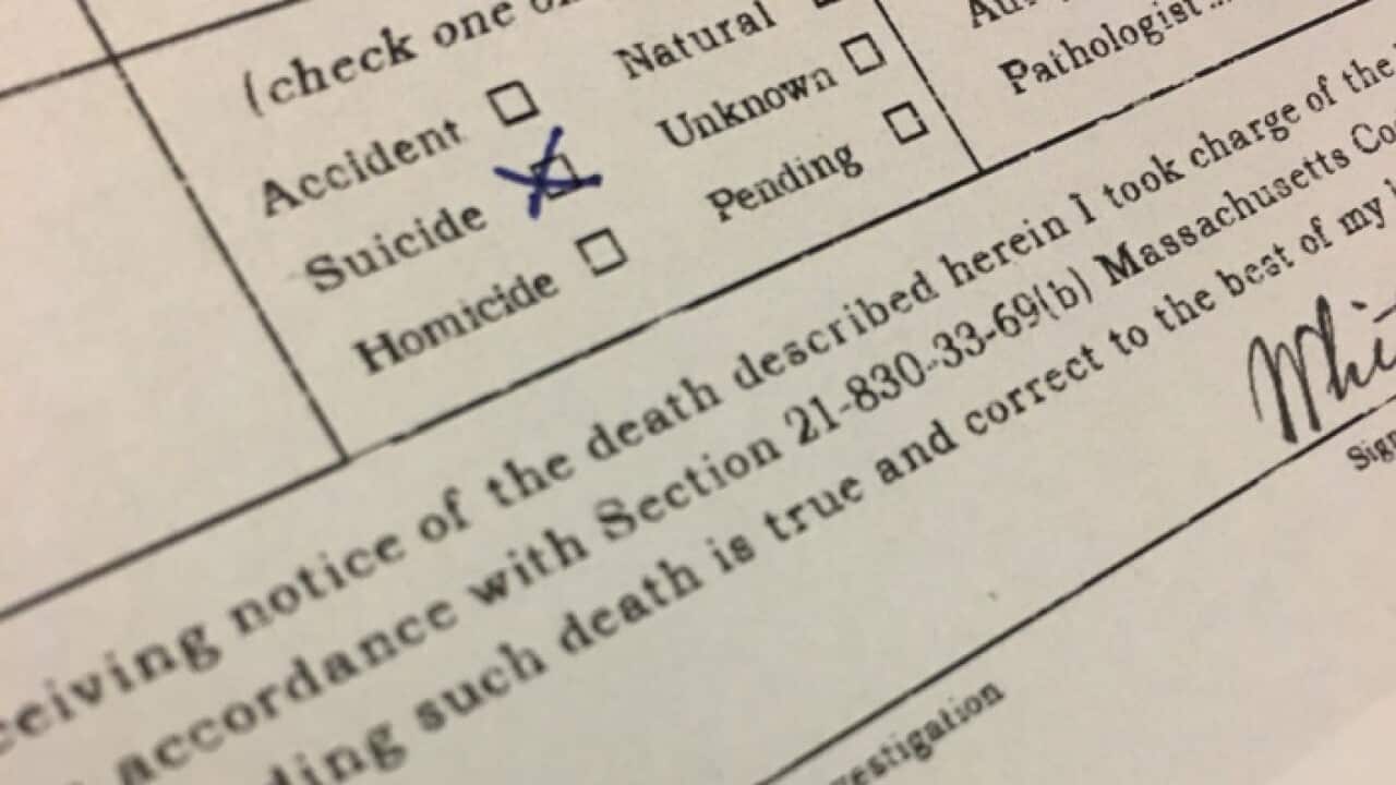 : Forensic pathology form following suicide