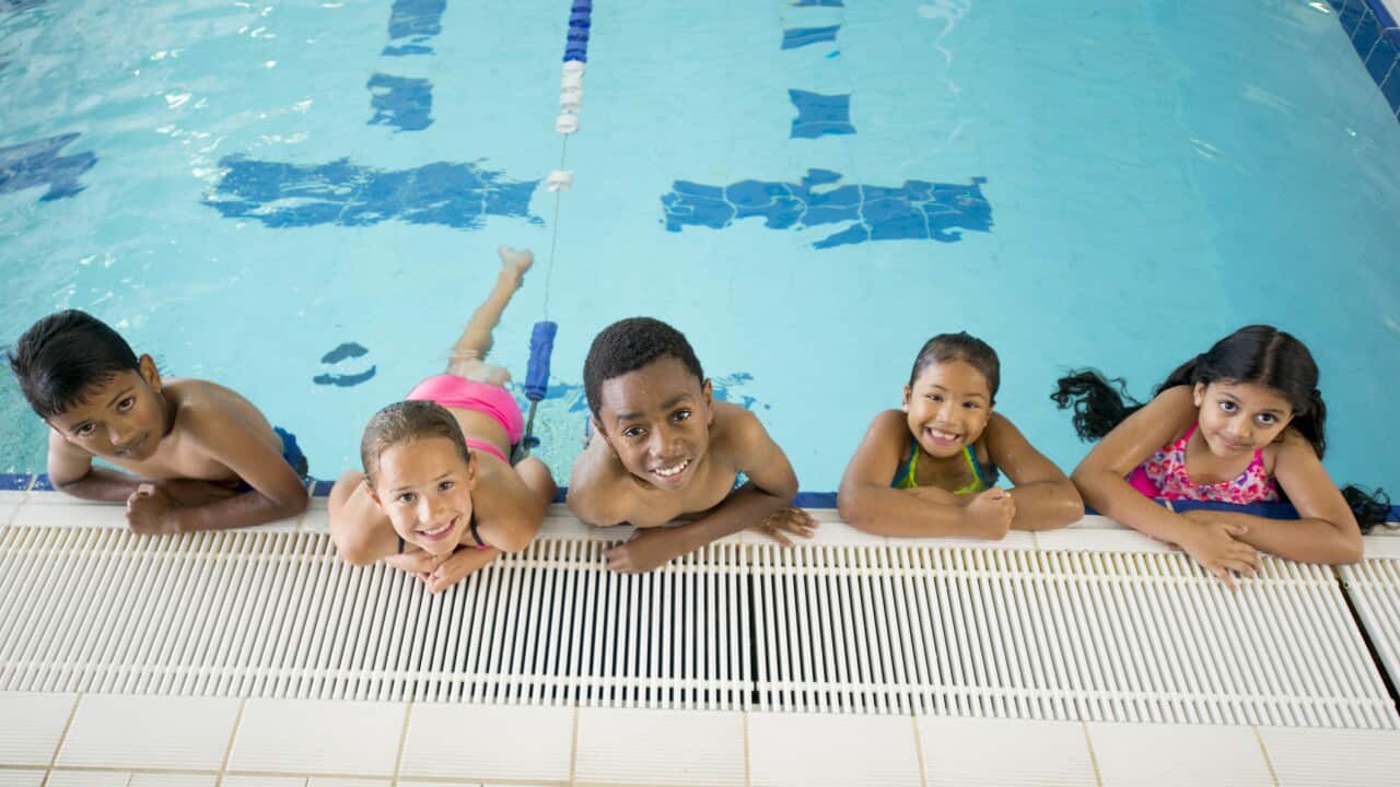 Elementary Students Taking a Swim Class