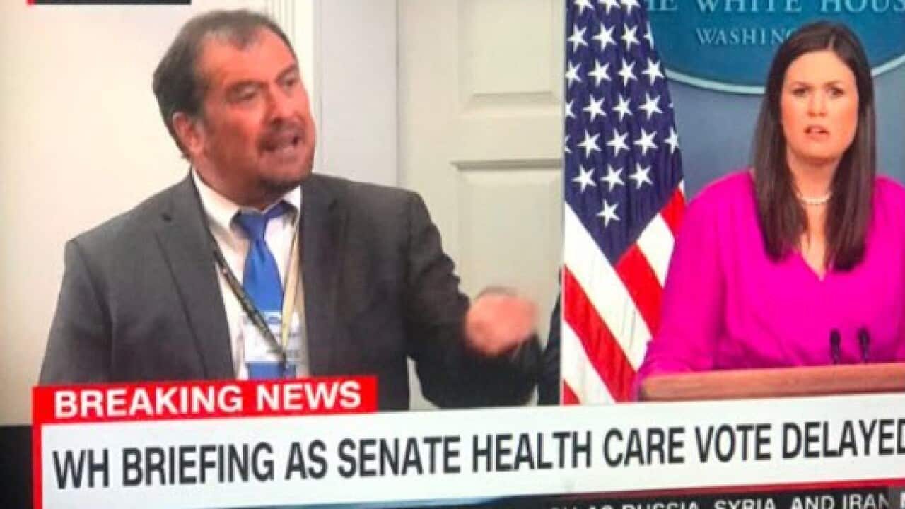 Brian Karem gives White House Deputy Press Secretary Sarah Sanders a piece of his mind.