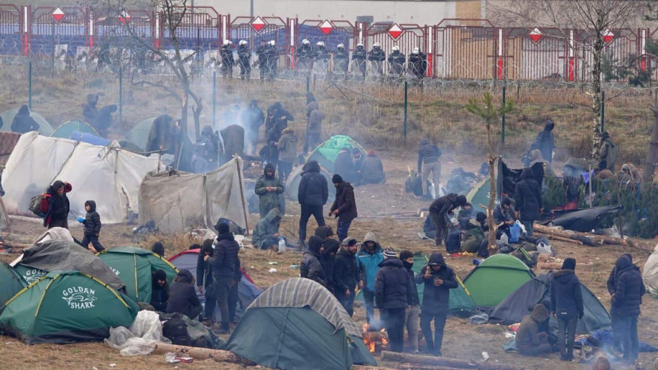 Migrant camp at the Polish-Belarusian border on 18 November, 2021.