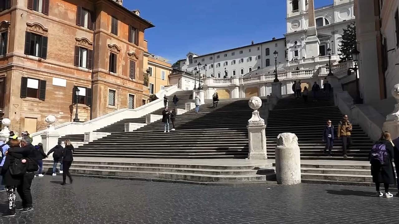 The Spanish Steps in Rome - normally very crowded - are nearly empty
