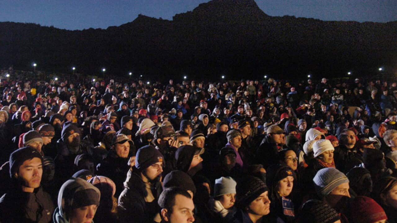 People attend a dawn service at Gallipoli