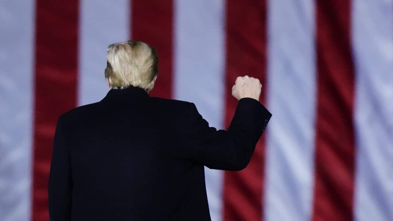 Donald Trump speaks at a rally in Dalton, Georgia on 4 January 2021