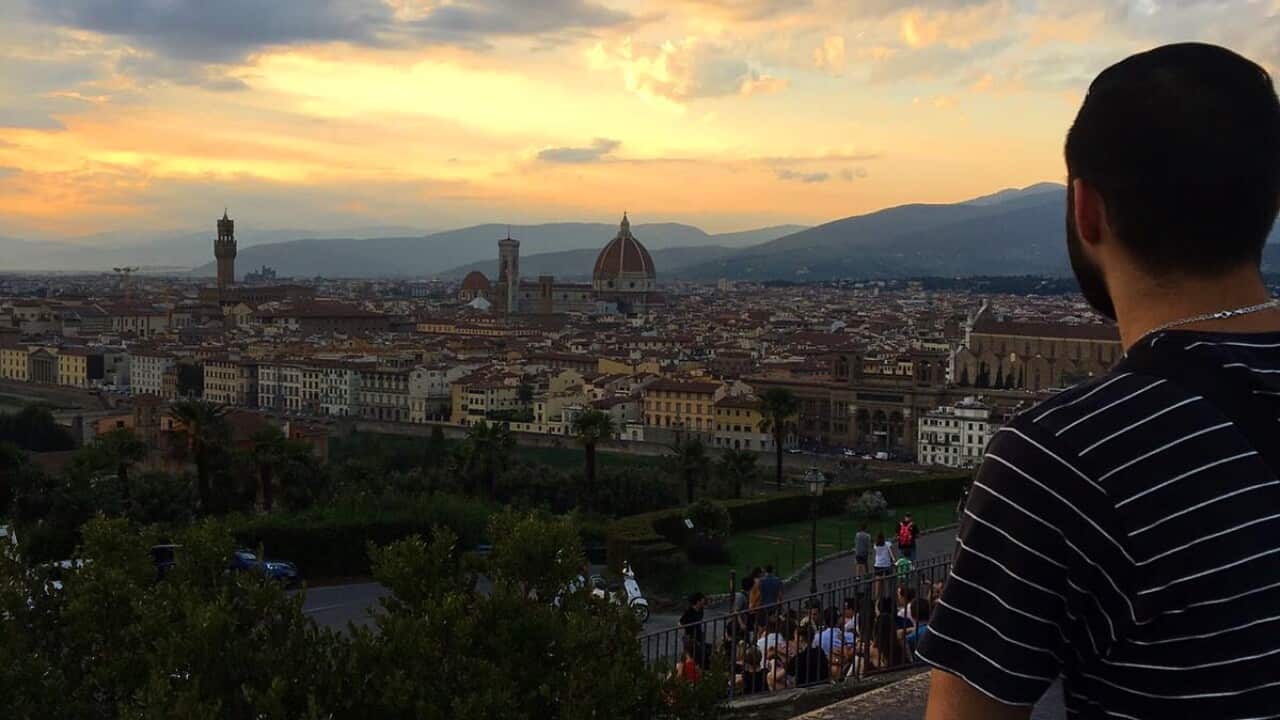 Julian Virgona seeing Florence panorama