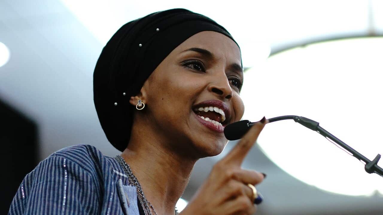 Ilhan Omar delivers her victory speech.