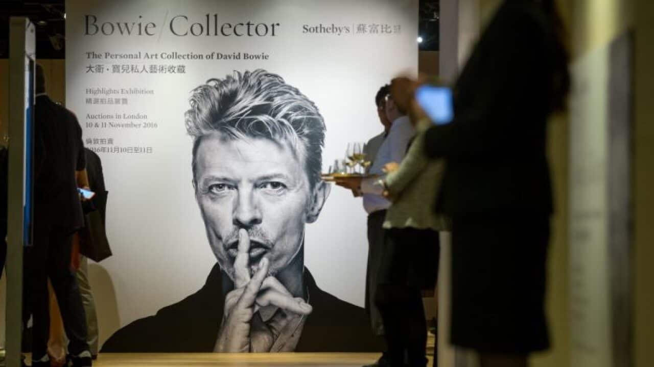 David Bowie's art collection, which will go on sale at Sotheby's in London on November 10 and 11, was recently displayed in Hong Kong.