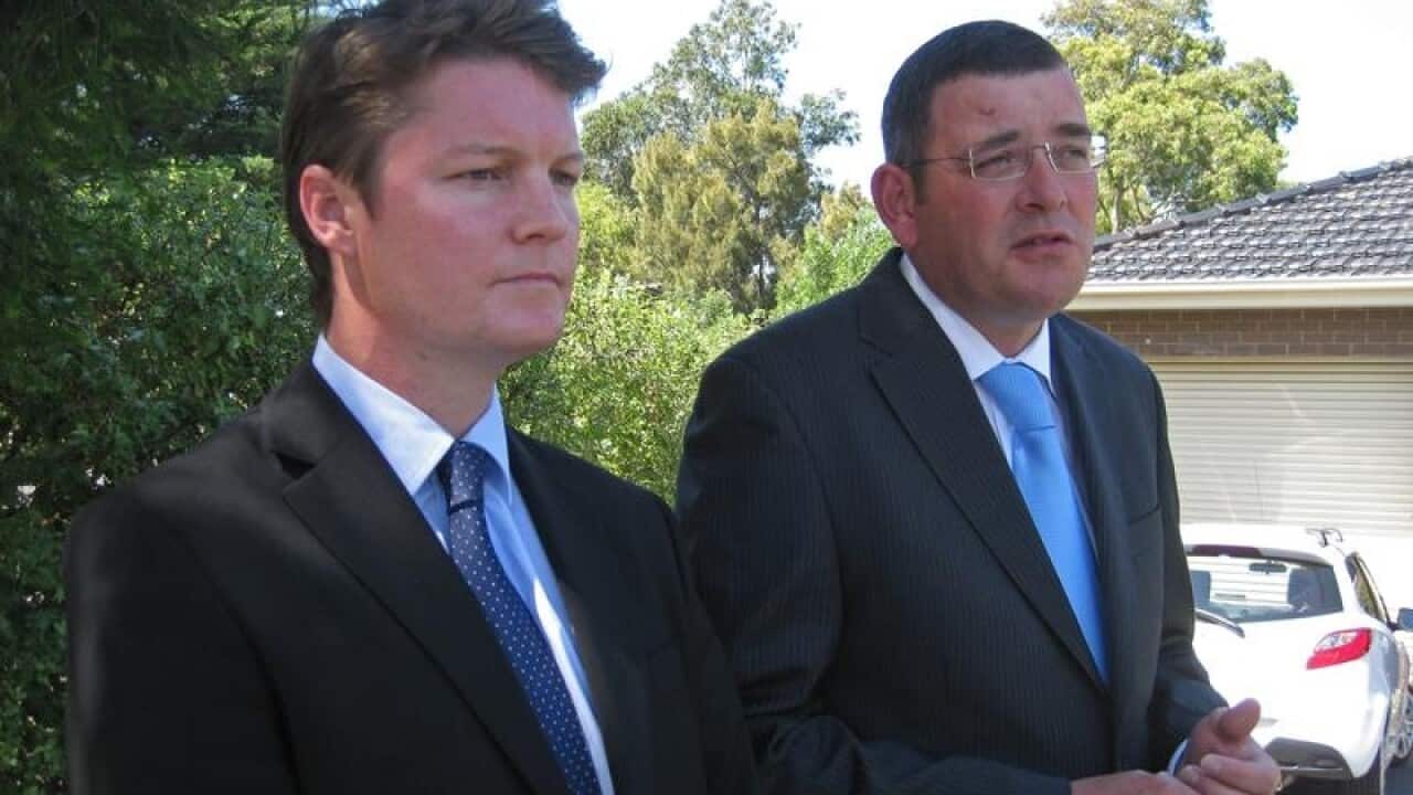 Labor leader Daniel Andrews and new front bencher Ben Carroll