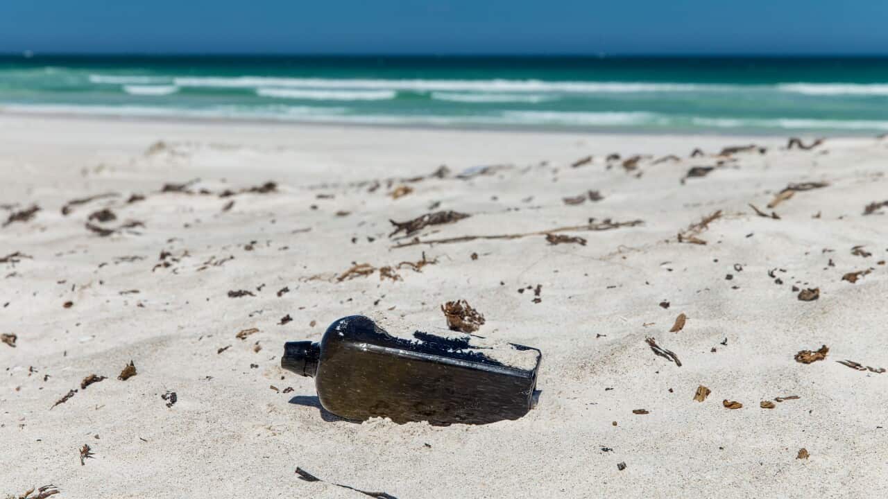 The world’s oldest known message in a bottle, found at a West Australian beach nearly 132 years after it was tossed overboard into the Indian Ocean (AAP)