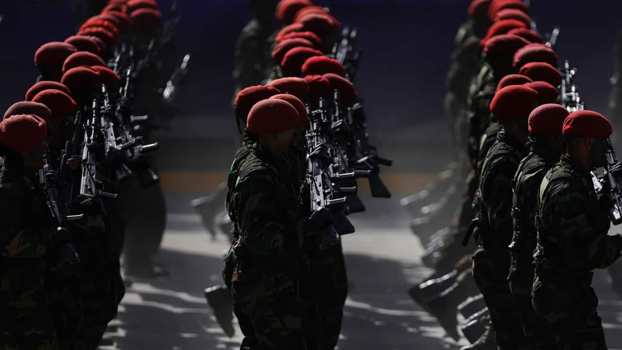 Members of Venezuelan Army march during the military parade