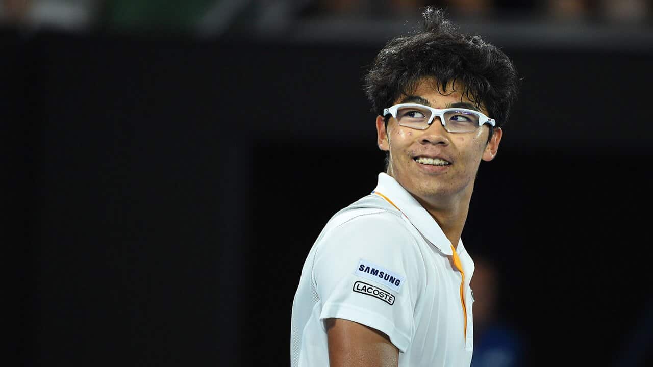 Chung (KOR) during his fourth round match at the 2018 Australian Open at Melbourne Park in Melbourne.