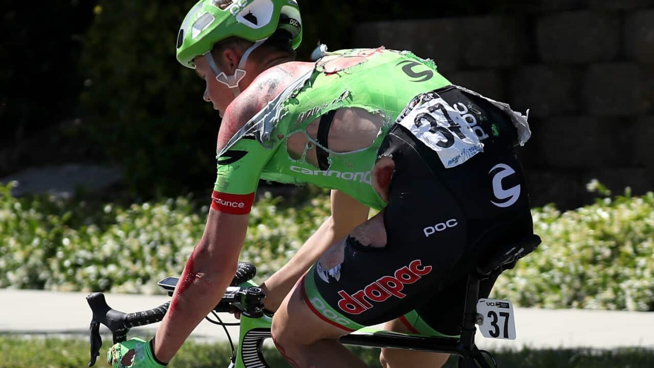 Had there been a paramedic on a motorbike to assist, Toms Skujins would not have been allowed back on his bike.