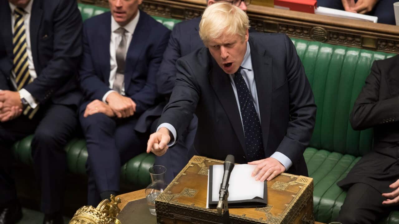 Prime Minister Boris Johnson leaves the Houses of Parliament in Central London