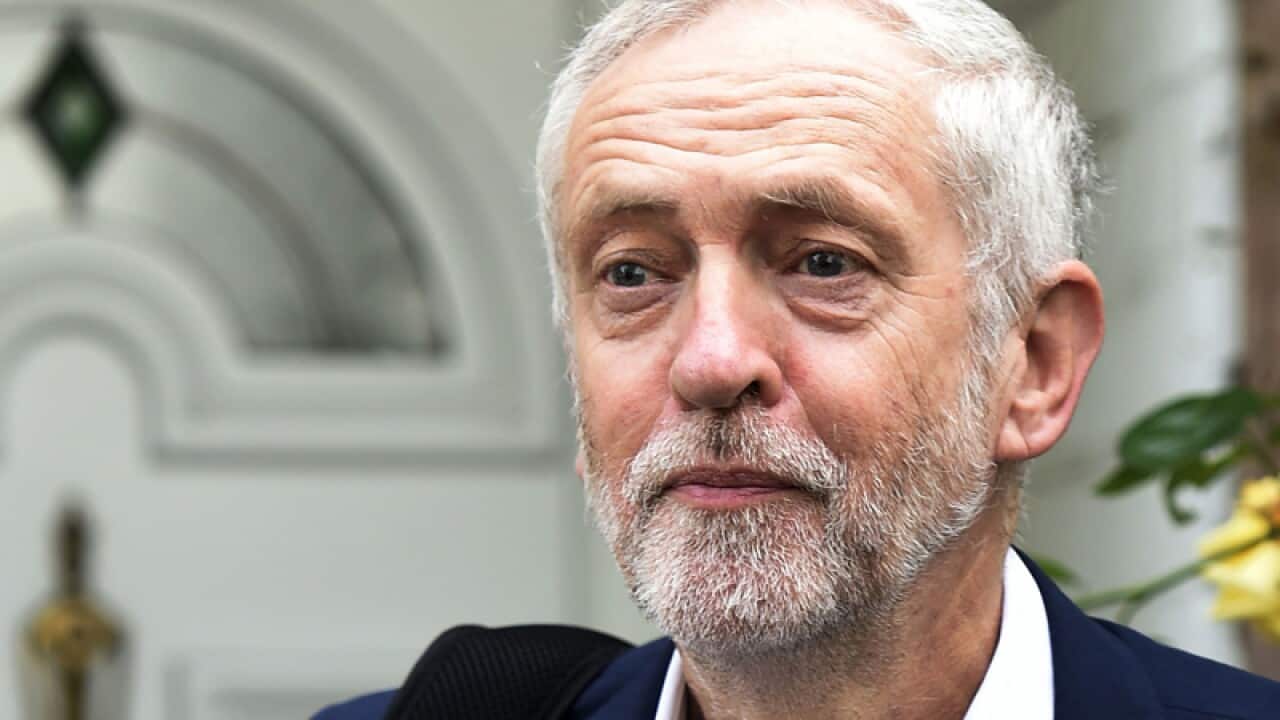 Labour Party leader Jeremy Corbyn leaves his home in north London