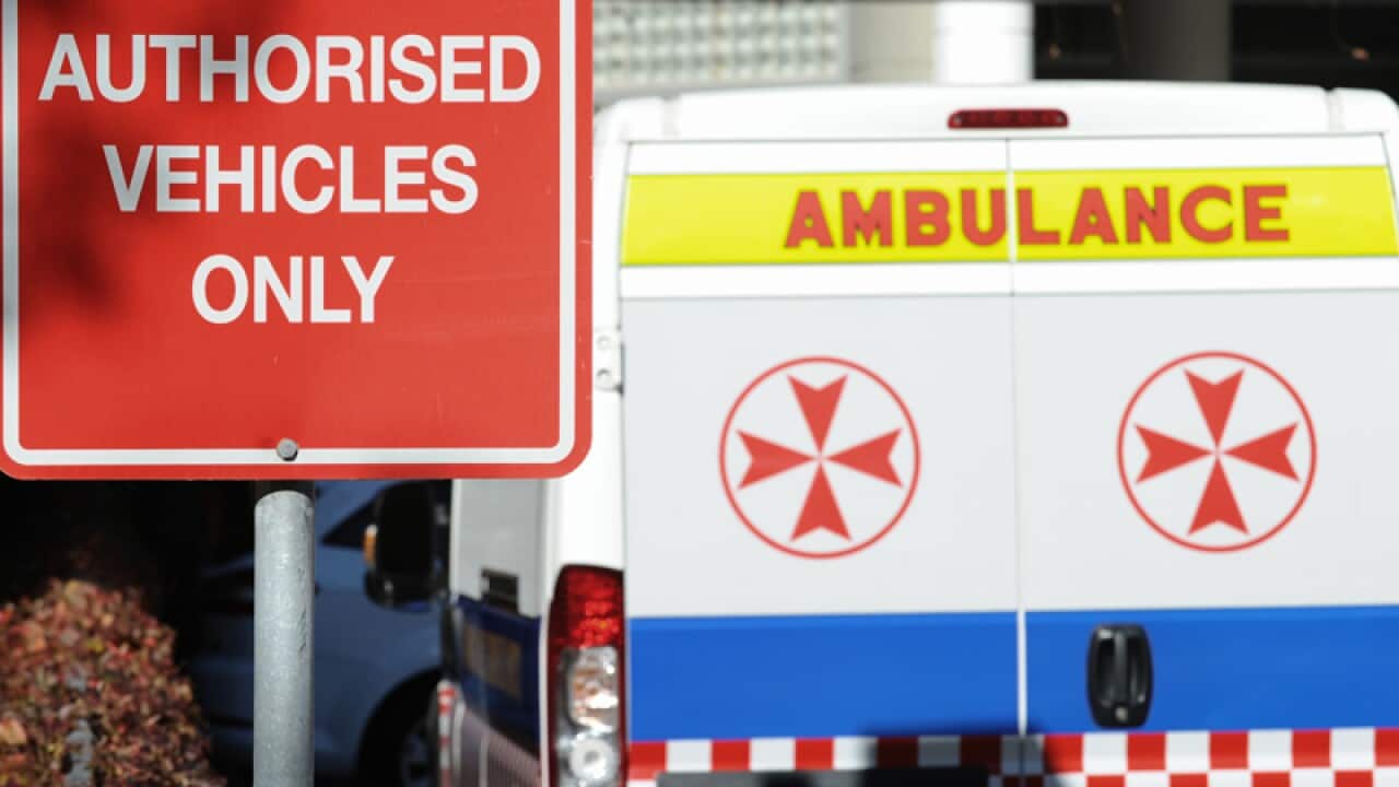 Ambulances at St Vincent's Hospital in Darlinghurst, Sydney