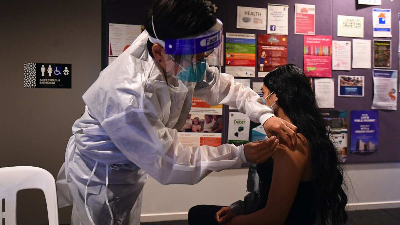 A pop-up COVID-19 vaccination clinic in Broadmeadows, Melbourne on 15 September 2021.