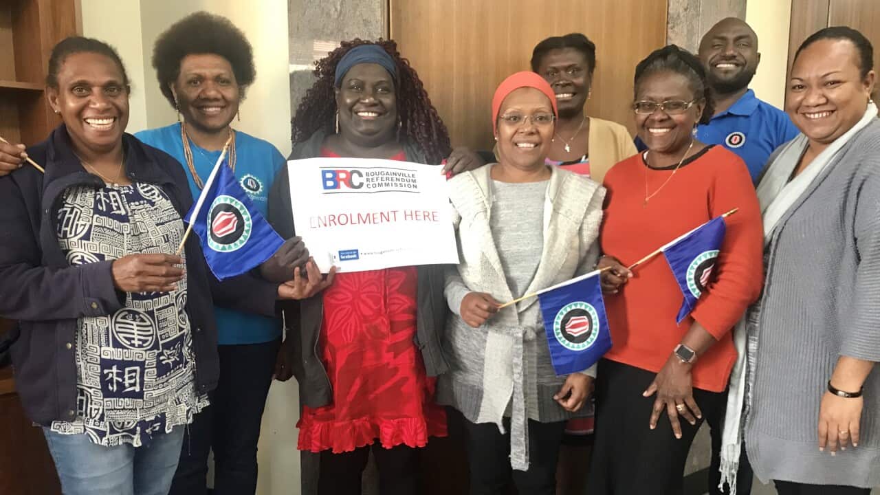 Bougainville people register for the referendum in Brisbane.