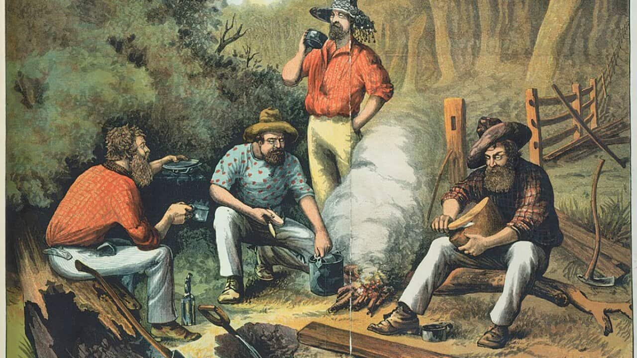 Tea and damper by Alfred Ebsworth 1883