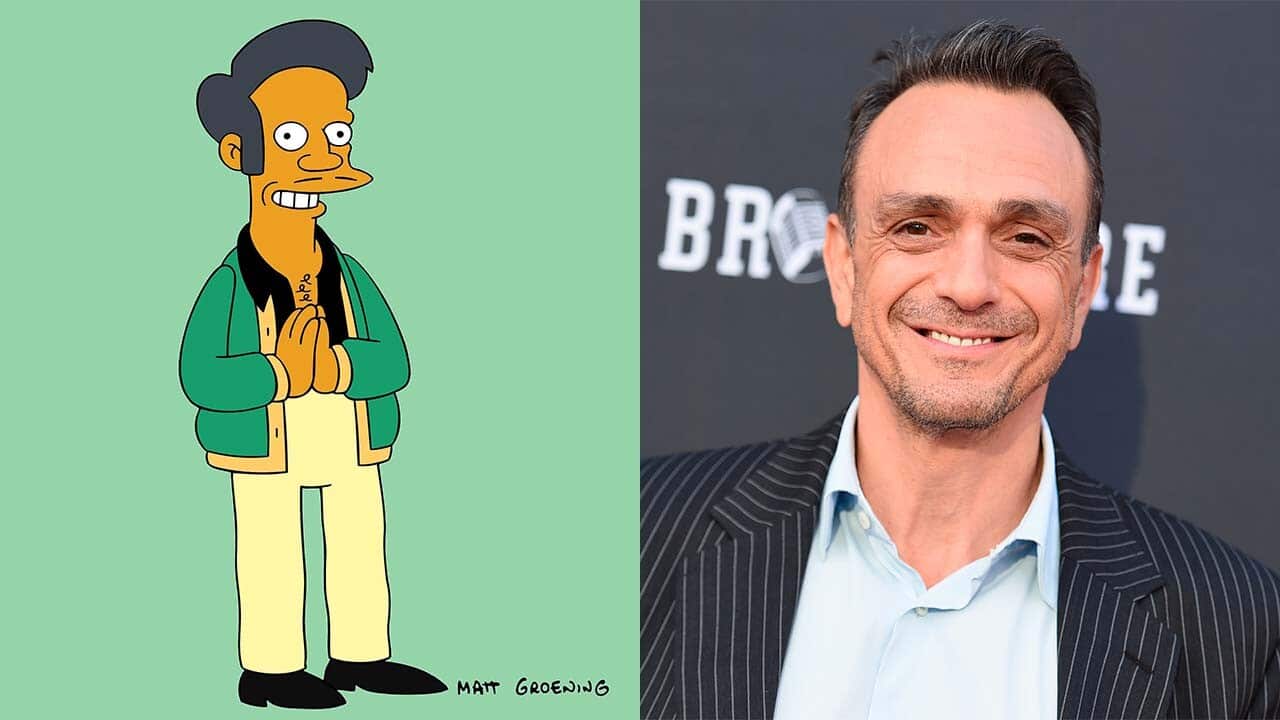 Apu (pictured left) from The Simpsons and the actor that voices the character Hank Azaria (pictured right).