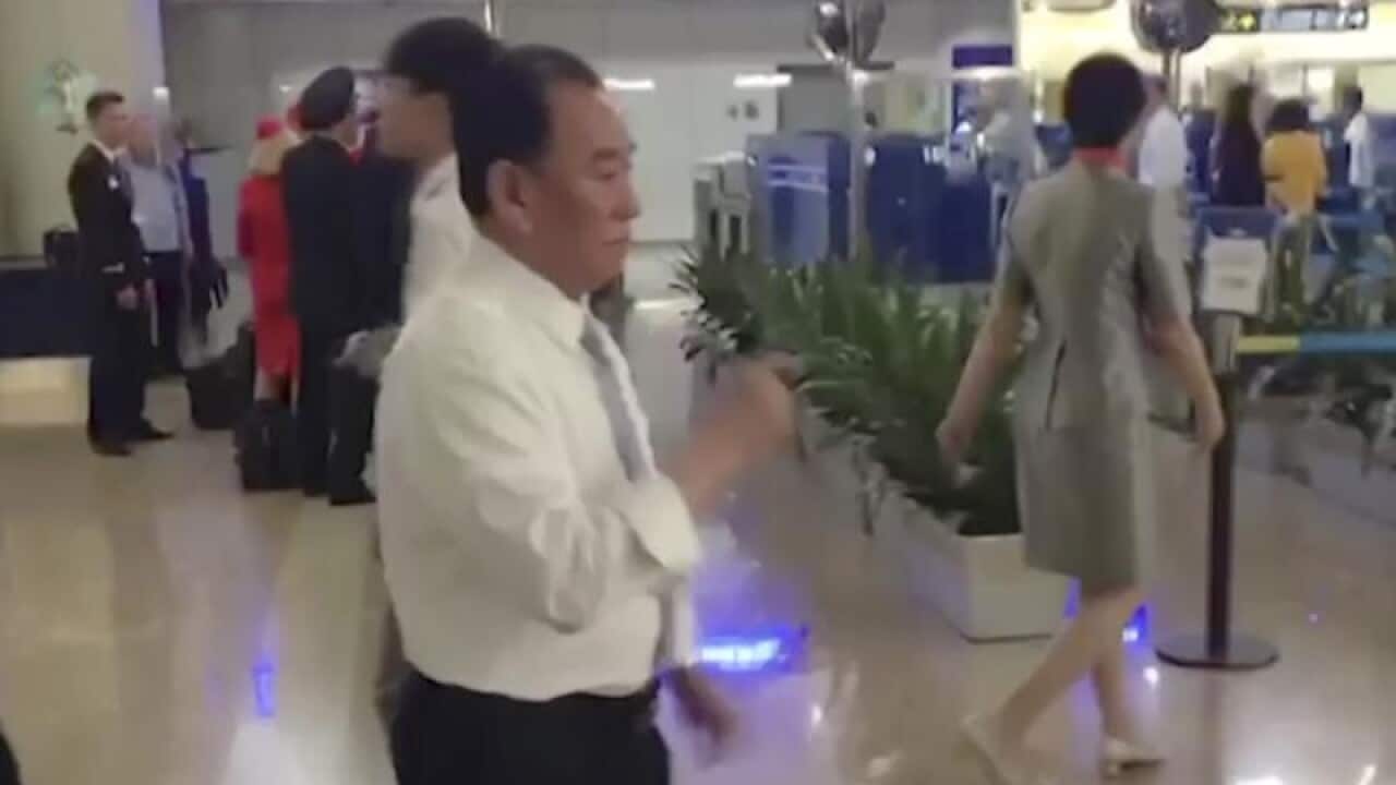 North Korean official Kim Yong Chol at the airport.