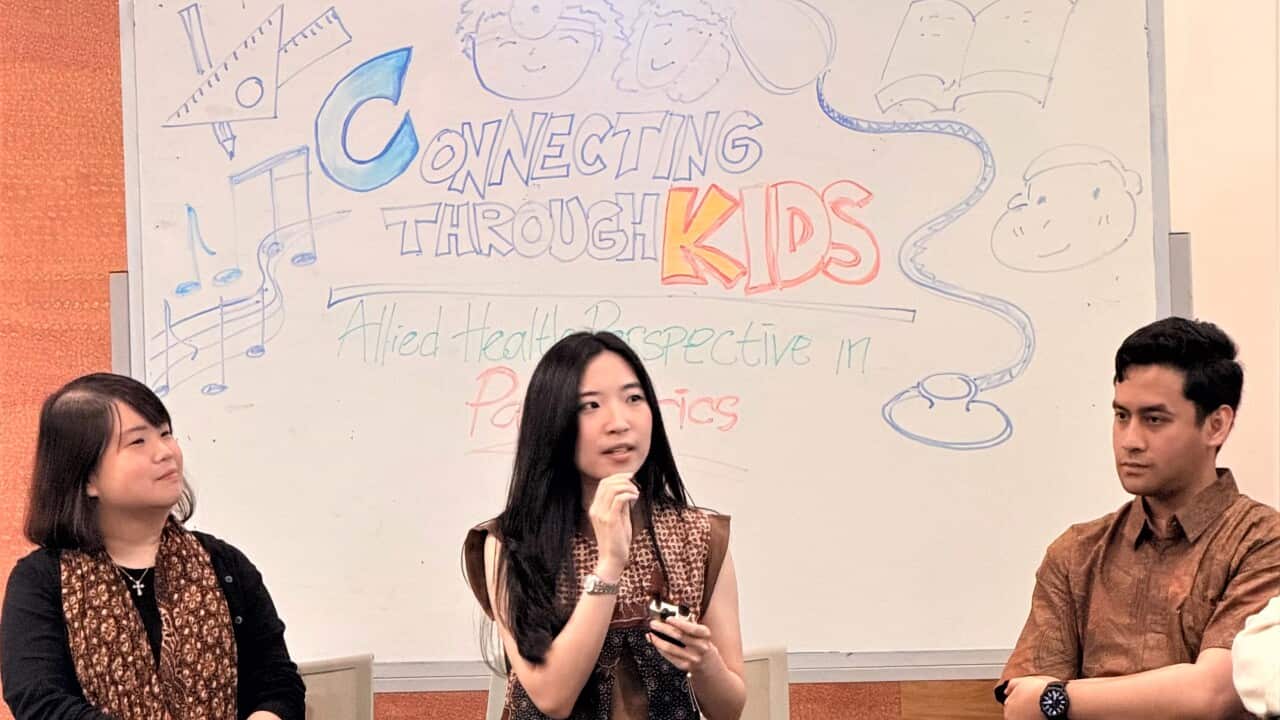 Sabrina Suwandi (centre) speaks during the _Allied Health Perspective in Paediatrics_ panel discussion.Credit_ Supplied_Indonesian Professionals in Healthcare.jpg