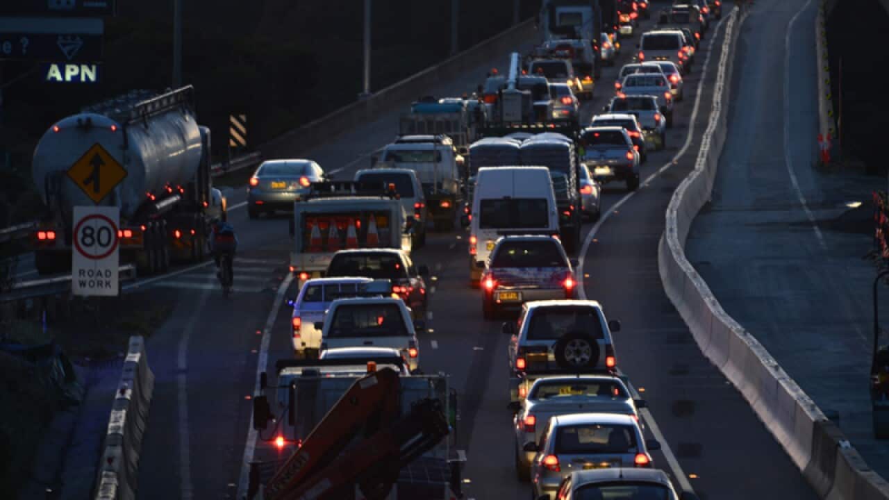 Traffic on the M5 in Sydney