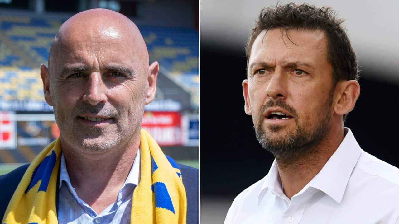 Kevin Muscat (L), Tony Popovic
