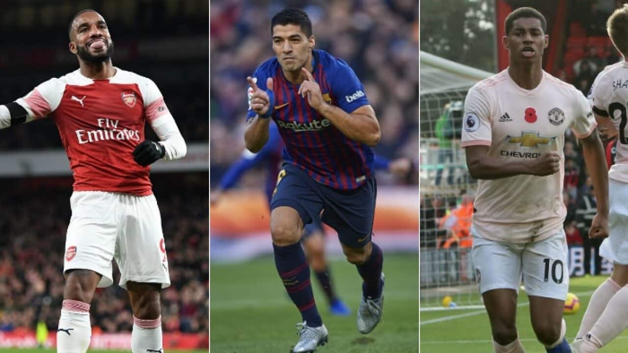 Lacazette, Suarez, Rashford