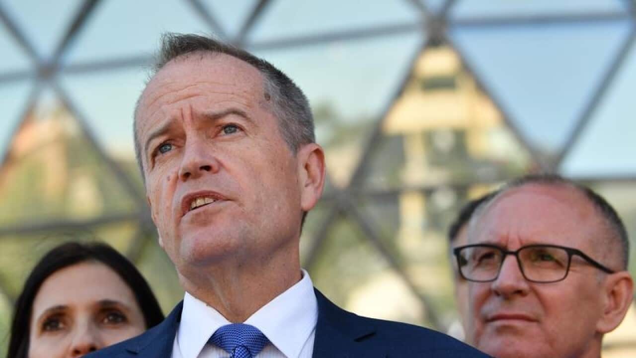 Federal Labor leader Bill Shorten speaks to the media in Adelaide.