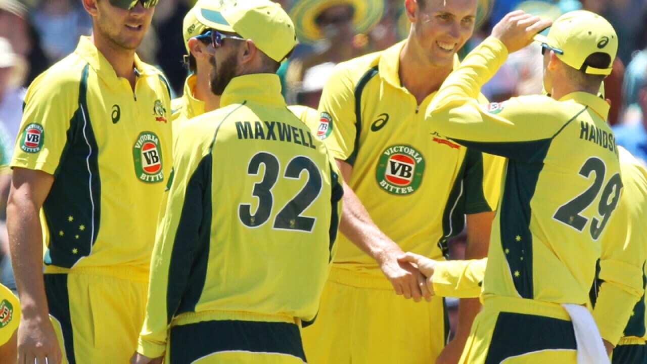Billy Stanlake (second right) of Australia